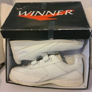 Vintage 80's Sears 13M The Winner WHITE Sneakers WALKING Shoes hook & loop RARE